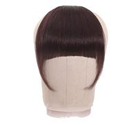Frange a Clip Cheveux Bangs Hair Clip Extension Cheveux Humains Brésiliens Blunt Bangs Clip En Extension De Cheveux Naturels Épais Non-Remy Clip-In Neat Bang Postiches Fausse Frange(Dark Brown 12g T)