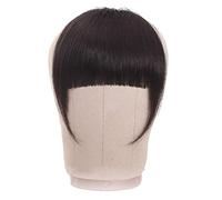 Frange a Clip Cheveux Bangs Hair Clip Extension Cheveux Humains Brésiliens Blunt Bangs Clip En Extension De Cheveux Naturels Épais Non-Remy Clip-In Neat Bang Postiches Fausse Frange(1B Black 20g T)