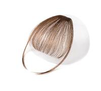 Frange a Clip Cheveux Extensions de cheveux 100% humains Remy à clips, cheveux lisses naturels, 1 pièce Fausse Frange(Light Brown Sideburn)