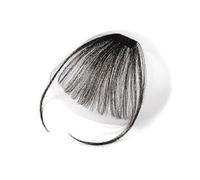 Frange a Clip Cheveux Extensions de cheveux 100% humains Remy à clips, cheveux lisses naturels, 1 pièce Fausse Frange(Black With Sideburn)