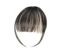 Frange a Clip Cheveux Extensions de cheveux à Clip marron noir, fausse frange, frange vaporeuse, frange avec branches, postiches incurvées Fausse Frange(1B)