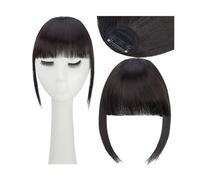 Frange a Clip Cheveux Extensions de cheveux synthétiques à Clip, fausse frange à Air émoussée, frange française droite, faux postiche for femmes Fausse Frange(2A)