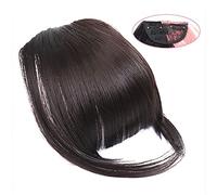 Frange a Clip Cheveux Extensions de cheveux synthétiques lisses naturelles à frange émoussée, postiche courte et lisse de 6 pouces, frange complète à clipser sur le devant for femmes Fausse Frange(SW6