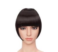 Frange a Clip Cheveux Faux frange synthétique émoussée Bang Clip dans l'extension de cheveux femmes Blunts frange cheveux noir brun frange 2 Clips Fausse Frange(2A)