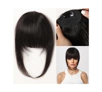 Frange a Clip Cheveux Frange à pince à cheveux 100% cheveux humains, frange française marron naturel avec branches, faux postiches plats et soignés for femmes Fausse Frange(005-1)