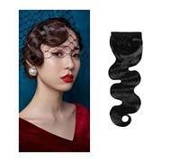 Frange a Clip Cheveux Frange d'air latérale frange ondulée de doigt pince en frange 10 "frange ondulée Vintage postiches synthétiques noir rétro frange poussée à la main Fausse Frange(Styles-B)