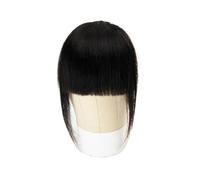 Frange a Clip Cheveux Frange de cheveux humains 3 Clips en noir coupe émoussée frange morceau de cheveux naturel noir blond Bang 8 "clip dans les Extensions de cheveux brun Fausse Frange(#1)