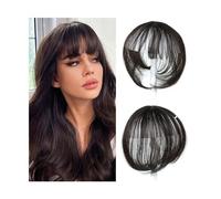 Frange a Clip Cheveux Frange synthétique 3D Invisible sans couture, frange à Air, naturelle, Invisible, augmente le Volume des cheveux Fausse Frange(Light brown)