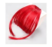 Frange a Clip Cheveux Perruque synthétique Air Bangs femmes naturel court brun blond noir faux cheveux Extension de frange Fausse Frange(Red)