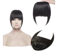Frange a Clip Frange à Clip 25g, 100% cheveux humains, frange épaisse émoussée avec branches, vrai morceau de cheveux for femmes, postiche à 3 Clips, 1 pièce pour le quotidien ou pour se déguiser (Co