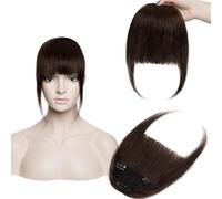Frange a Clip Frange à Clip 25g, 100% cheveux humains, frange épaisse émoussée avec branches, vrai morceau de cheveux for femmes, postiche à 3 Clips, 1 pièce pour le quotidien ou pour se déguiser (Co
