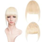 Frange a Clip Frange à Clip 25g, 100% cheveux humains, frange épaisse émoussée avec branches, vrai morceau de cheveux for femmes, postiche à 3 Clips, 1 pièce pour le quotidien ou pour se déguiser (Co