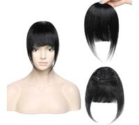 Frange a Clip Frange à Clip 25g, 100% cheveux humains, frange épaisse émoussée avec branches, vrai morceau de cheveux for femmes, postiche à 3 Clips, 1 pièce pour le quotidien ou pour se déguiser (Co