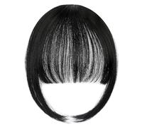 Frange à Clips,Clip de Franges Plates de Vraies Cheveux Humains Dans Les Extensions de Cheveux de Franges Cheveux de Frange avec des Temples (1#)