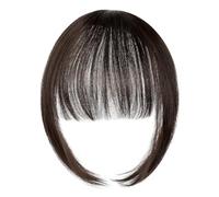 Frange à Clips,Clip de Franges Plates de Vraies Cheveux Humains Dans Les Extensions de Cheveux de Franges Cheveux de Frange avec des Temples (4A)