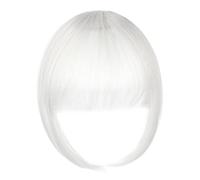 Frange à Clips,Clip de Franges Plates de Vraies Cheveux Humains Dans Les Extensions de Cheveux de Franges Cheveux de Frange avec des Temples (Gris argenté)