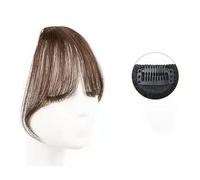 Frange à clipser Air Bangs perruque for femmes avec front avant naturel Invisible cheveux Patch visage rond français frange fausse(Light Brown)