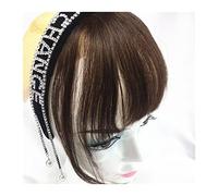 Frange à clipser Bangs Hair de cheveux humains Extensions à franges soignées avec bandeau for fille femmes Frange émoussée dans les extensions Postiches Cheveux brésiliens non remy(Dark Brown)