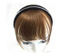 Frange à clipser Bangs Hair de cheveux humains Extensions à franges soignées avec bandeau for fille femmes Frange émoussée dans les extensions Postiches Cheveux brésiliens non remy(Light Brown)