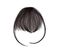 Frange à clipser, frange aérienne, postiche fin et invisible, extension de cheveux humains à clipser for femmes Hair Extensions(Brown black)