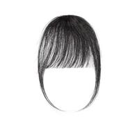 Frange à clipser, frange aérienne, postiche fin et invisible, extension de cheveux humains à clipser for femmes Hair Extensions(Natural black)