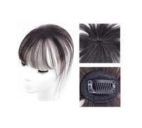 Frange à clipser Perruque synthétique 3D à frange française, perruque Air Bangs Topper, courbée simulation de(Brown-black)