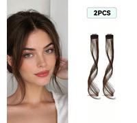 Frange aérienne marron clair, ensemble de 2 pièces de franges à clipser & franges latérales, longues pattes, franges à clipser avec pattes, perruque synthétique, longues franges en forme de moustaches