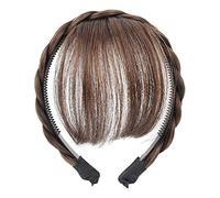 Frange bandeau cheveux avant frange bandeau frange extensions de cheveux perruques synthétiques bandeau tresses frange de cheveux pour femmes filles (marron clair)