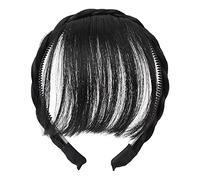 Frange bandeau cheveux avant frange bandeau frange extensions de cheveux perruques synthétiques bandeau tresses frange de cheveux pour femmes filles (noir naturel)