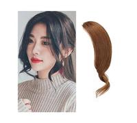 Frange Cheveux 2 pièces ondulées côté frange cheveux humains ondulés Extensions de franges femmes Clip en Bang Extension cheveux Extensions de cheveux(Light Brown)