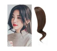 Frange Cheveux 2 pièces ondulées côté frange cheveux humains ondulés Extensions de franges femmes Clip en Bang Extension cheveux Extensions de cheveux(Dark Brown)