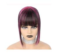 Frange Cheveux Cheveux humains avec frange for femmes, frange à Clip, postiches avec cheveux clairsemés, postiches épaisses, ajout d'extensions de cheveux supplémentaires Extensions de cheveux(Pink)