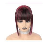 Frange Cheveux Cheveux humains avec frange for femmes, frange à Clip, postiches avec cheveux clairsemés, postiches épaisses, ajout d'extensions de cheveux supplémentaires Extensions de cheveux(Red)