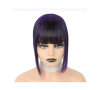 Frange Cheveux Cheveux humains avec frange for femmes, frange à Clip, postiches avec cheveux clairsemés, postiches épaisses, ajout d'extensions de cheveux supplémentaires Extensions de cheveux(Purple)