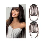 Frange Cheveux Extension de cheveux synthétiques à Clip, frange naturelle courte noire, lisse et soignée, fausse frange résistante à la chaleur Extensions de cheveux(Mn86-2-33)