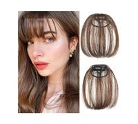 Frange Cheveux Extension de cheveux synthétiques à Clip, frange naturelle courte noire, lisse et soignée, fausse frange résistante à la chaleur Extensions de cheveux(Mn42-2-30)