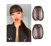 Frange Cheveux Extension de cheveux synthétiques à Clip, frange naturelle courte noire, lisse et soignée, fausse frange résistante à la chaleur Extensions de cheveux(Mn42-2-33)