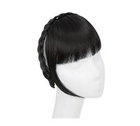 Frange Cheveux Extension de frange de bandeau synthétique, faux cheveux, frange émoussée avec de longs côtés for femmes, fausse frange naturelle noire brune blonde Extensions de cheveux(2)