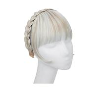 Frange Cheveux Extension de frange de bandeau synthétique, faux cheveux, frange émoussée avec de longs côtés for femmes, fausse frange naturelle noire brune blonde Extensions de cheveux(Cold Blonde)