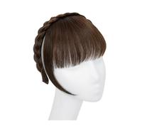 Frange Cheveux Extension de frange de bandeau synthétique, faux cheveux, frange émoussée avec de longs côtés for femmes, fausse frange naturelle noire brune blonde Extensions de cheveux(2-30)