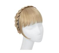 Frange Cheveux Extension de frange de bandeau synthétique, faux cheveux, frange émoussée avec de longs côtés for femmes, fausse frange naturelle noire brune blonde Extensions de cheveux(22-613)