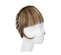 Frange Cheveux Extension de frange de bandeau synthétique, faux cheveux, frange émoussée avec de longs côtés for femmes, fausse frange naturelle noire brune blonde Extensions de cheveux(10H24B)