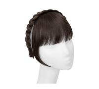 Frange Cheveux Extension de frange de bandeau synthétique, faux cheveux, frange émoussée avec de longs côtés for femmes, fausse frange naturelle noire brune blonde Extensions de cheveux(6)