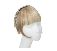 Frange Cheveux Extension de frange de bandeau synthétique, faux cheveux, frange émoussée avec de longs côtés for femmes, fausse frange naturelle noire brune blonde Extensions de cheveux(16H613)
