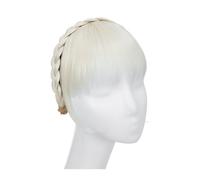 Frange Cheveux Extension de frange de bandeau synthétique, faux cheveux, frange émoussée avec de longs côtés for femmes, fausse frange naturelle noire brune blonde Extensions de cheveux(60)