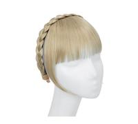 Frange Cheveux Extension de frange de bandeau synthétique, faux cheveux, frange émoussée avec de longs côtés for femmes, fausse frange naturelle noire brune blonde Extensions de cheveux(24-613)