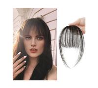 Frange Cheveux Extensions de cheveux à Clip avec frange, frange à Air marron noir avec branches, postiches for femmes, frange incurvée Extensions de cheveux(Q32-Black-brown)