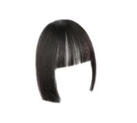 Frange Cheveux Extensions frange naturelle assortie, perruque en Fiber de haute température, frange plate, coupe princesse, faux cheveux for tenue Extensions de cheveux(Black Brown)