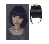 Frange Cheveux Faux cheveux synthétiques émoussés, Extension capillaire à 2 Clips, fausse frange avant soignée, faux postiche for femmes Extensions de cheveux(B)