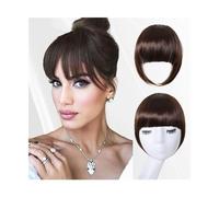 Frange Cheveux Frange synthétique à Clip for femmes, faux cheveux bruns émoussés, Extension capillaire, postiche résistante à la chaleur Extensions de cheveux(NLH1007-4)